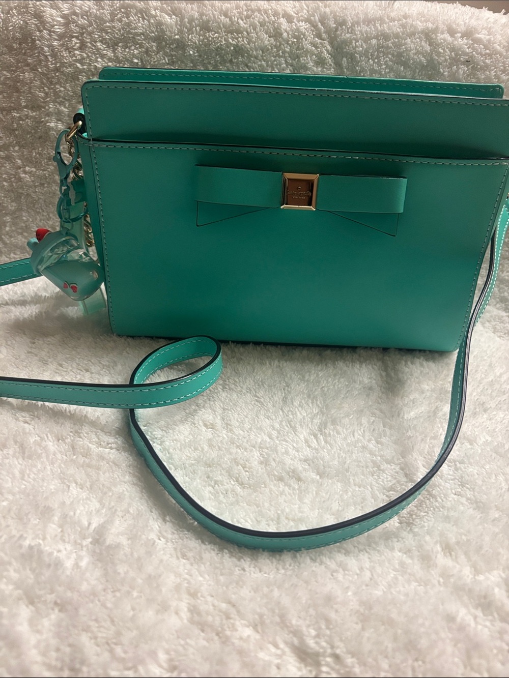 NWOT Kate Spade Teal Bow Crossbody with Gold Accent